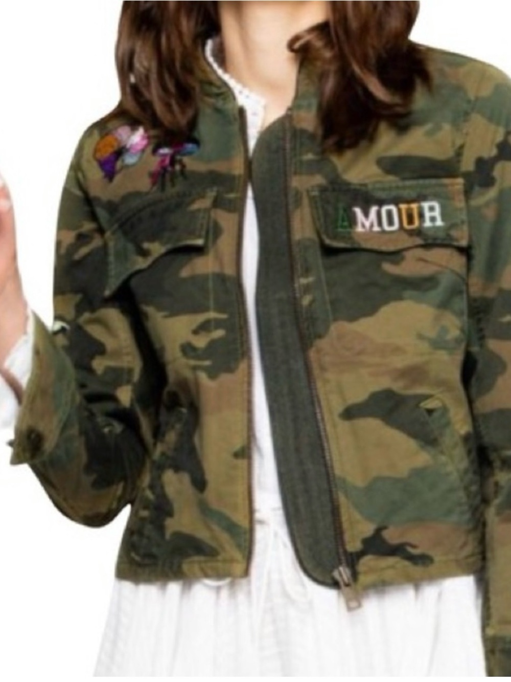 Zadig & Voltaire Kavy Camou Brode Jacket Camo Green & Brown XS